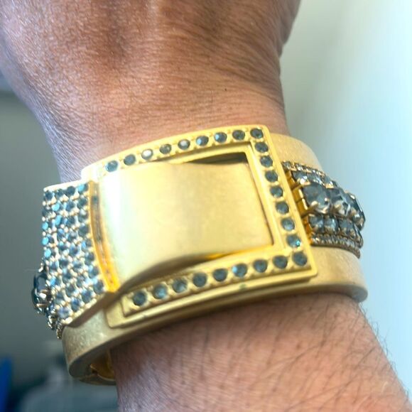Gold and Silver Rhinestone Clasp Bracelet - Picture 3 of 4